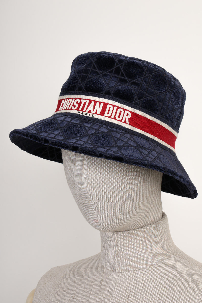 CHRISTIAN DIOR Teddy B Bucket Hat Cannage Velvet Blue