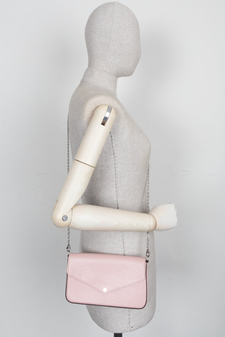LOUIS VUITTON Felicie Pochette Cuir Epi Rose Ballerine