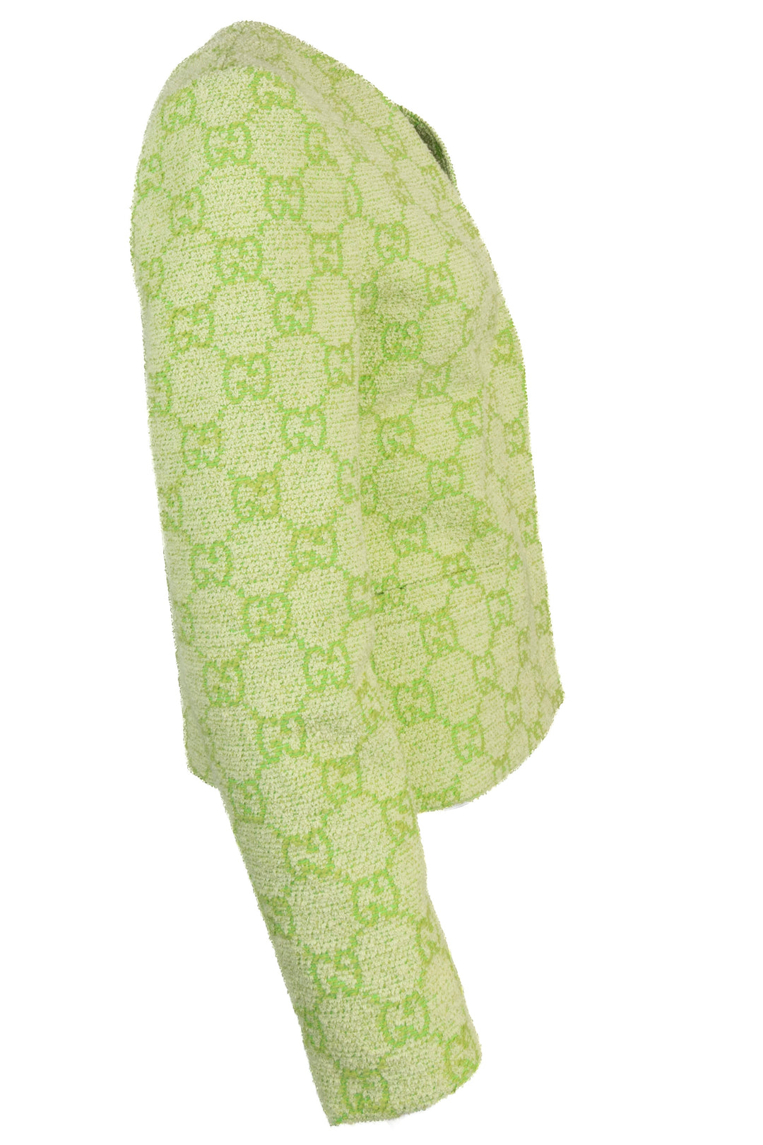 GUCCI Garden GG Tweed Jacket Lime Green