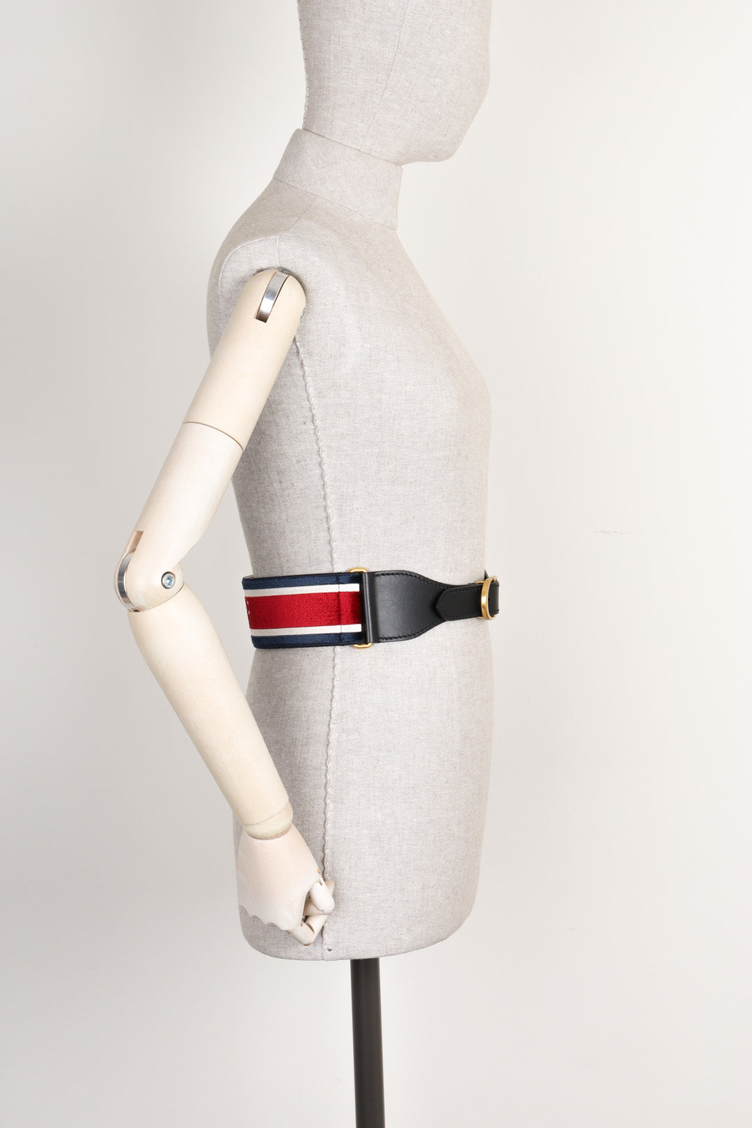 CHRISTIAN DIOR Embroidered Canvas Belt Red &amp; Blue