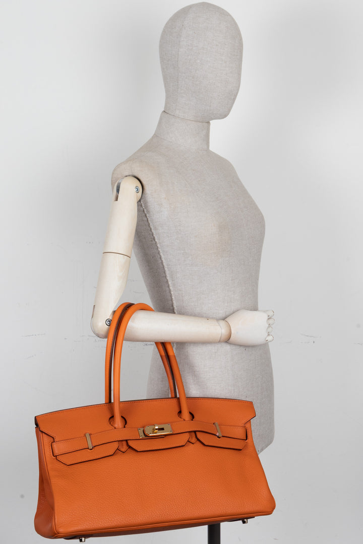 HERMÈS JPG Shoulder Birkin II 42 Clemence Orange Gold