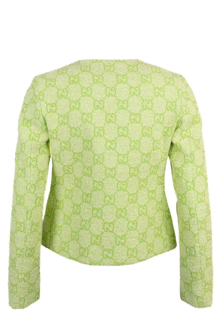 GUCCI Garden GG Tweed Jacket Lime Green