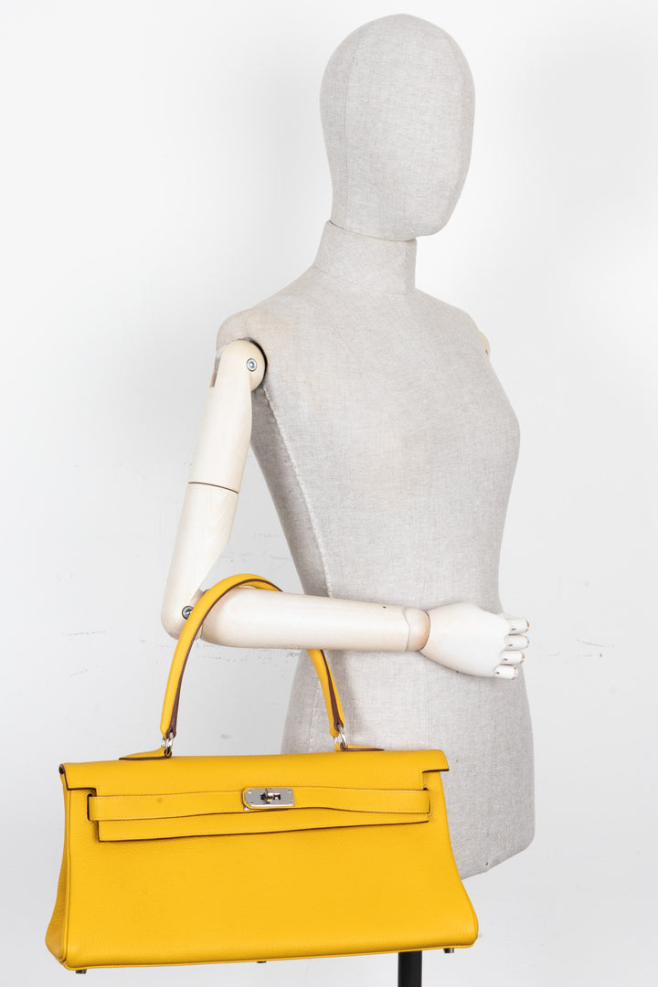 HERMÈS JPG Shoulder Kelly 42 Clemence Soleil Palladium