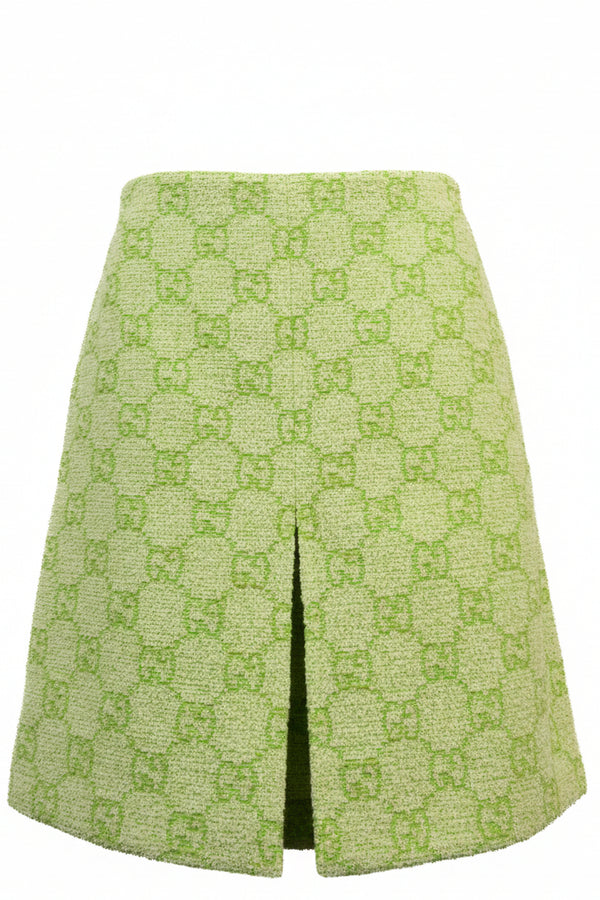GUCCI Garden Tweed Skirt Lime Green