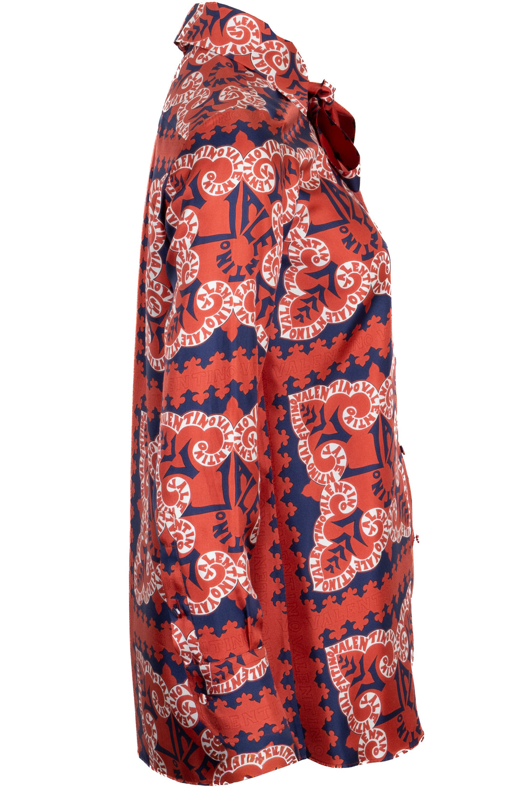 VALENTINO Bandana Print Tie Shirt Silk Red Blue