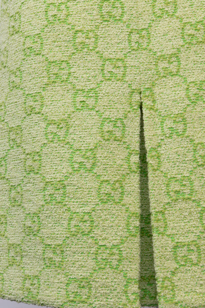GUCCI Garden Tweed Skirt Lime Green