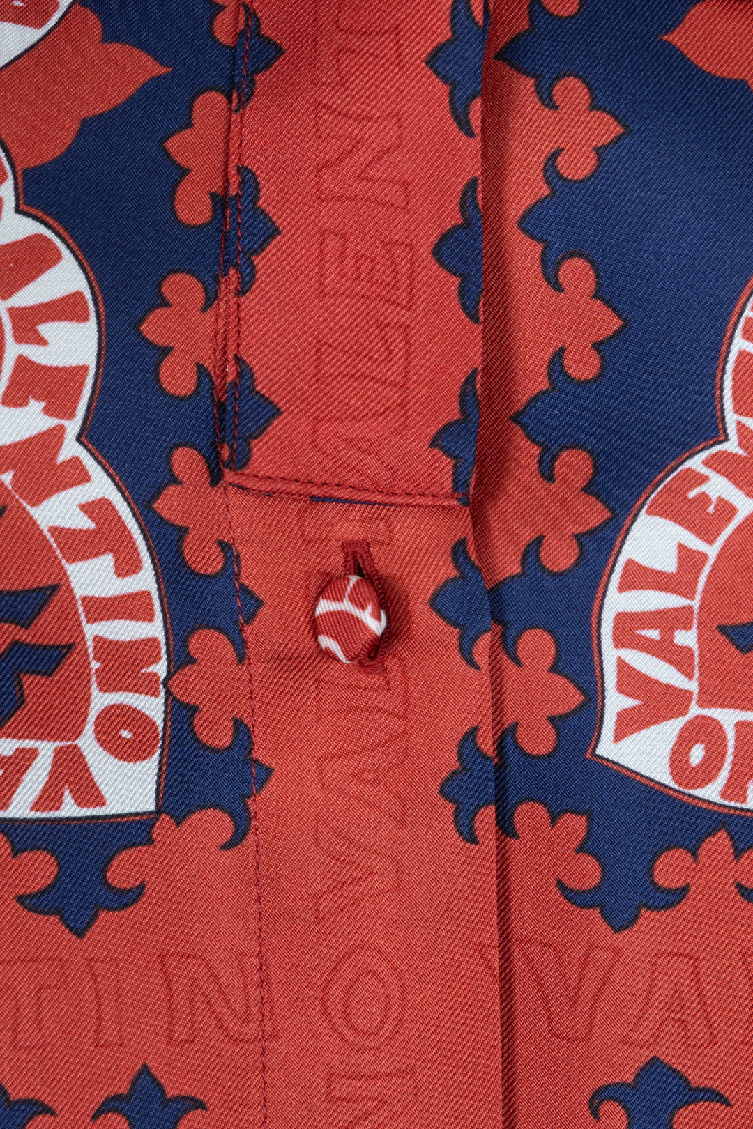 VALENTINO Bandana Print Tie Shirt Silk Red Blue