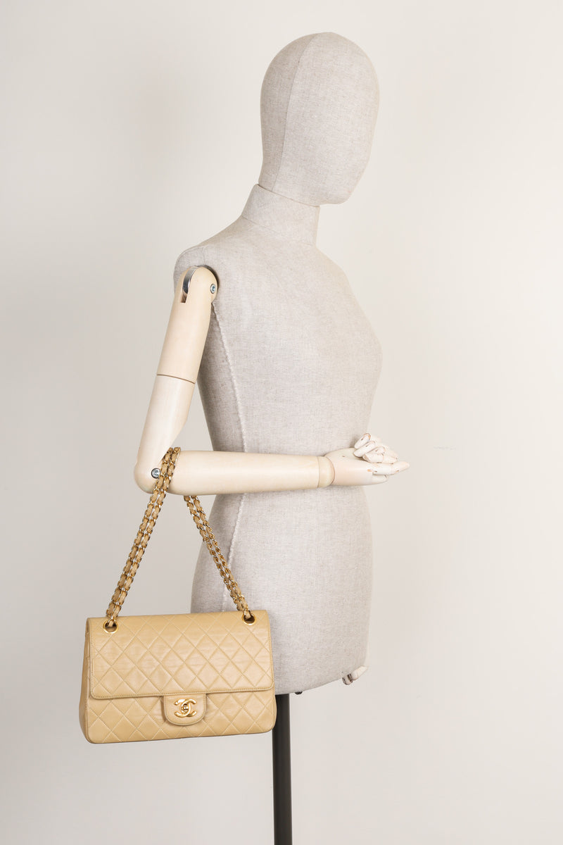 CHANEL Double Flap Bag Beige