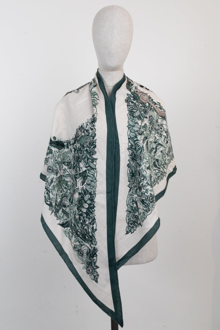 HERMÈS Jungle Love Triangle Giant Scarf Cashmere Sand