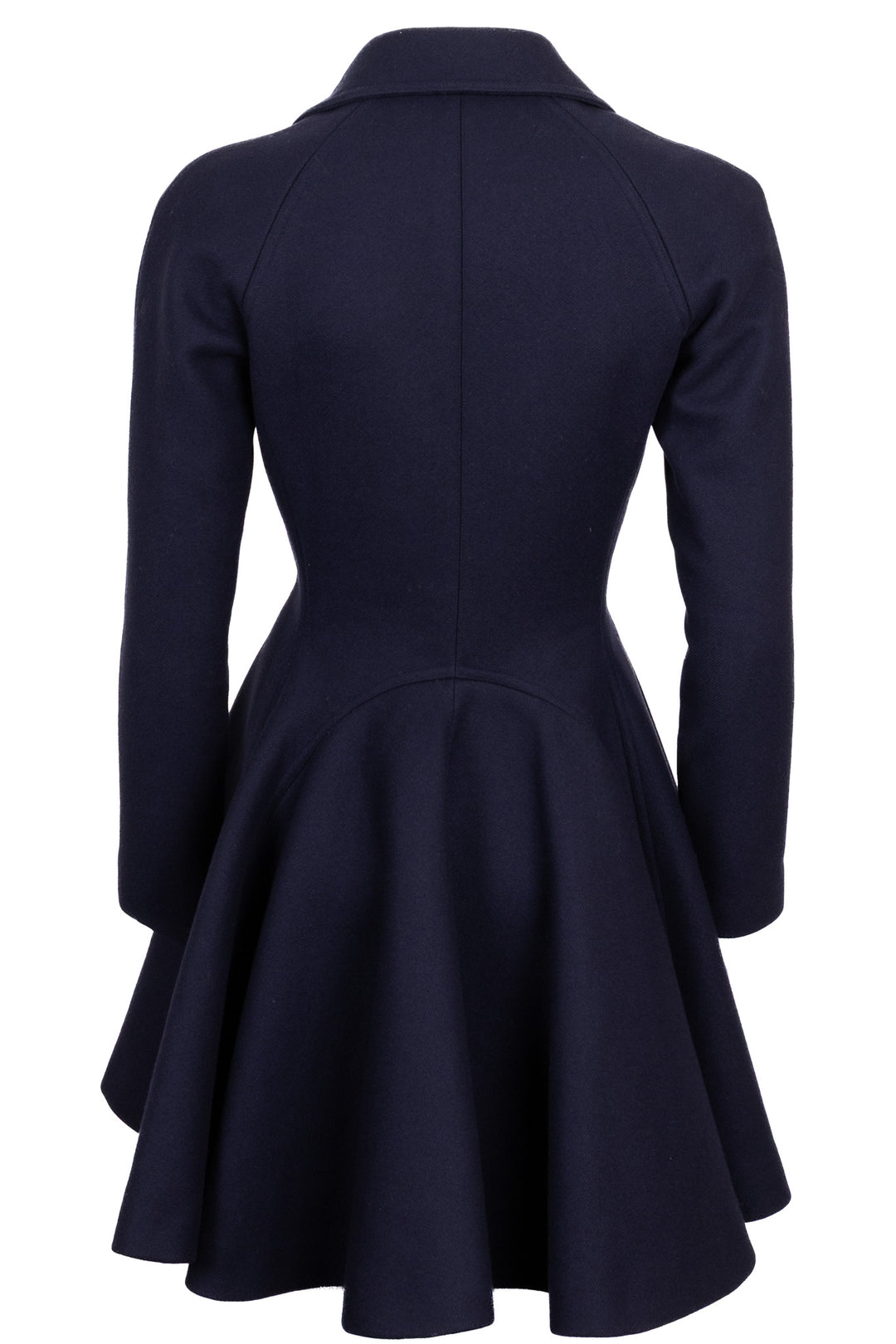 ALAIA Double Breasted Flared Coat Wool Navy