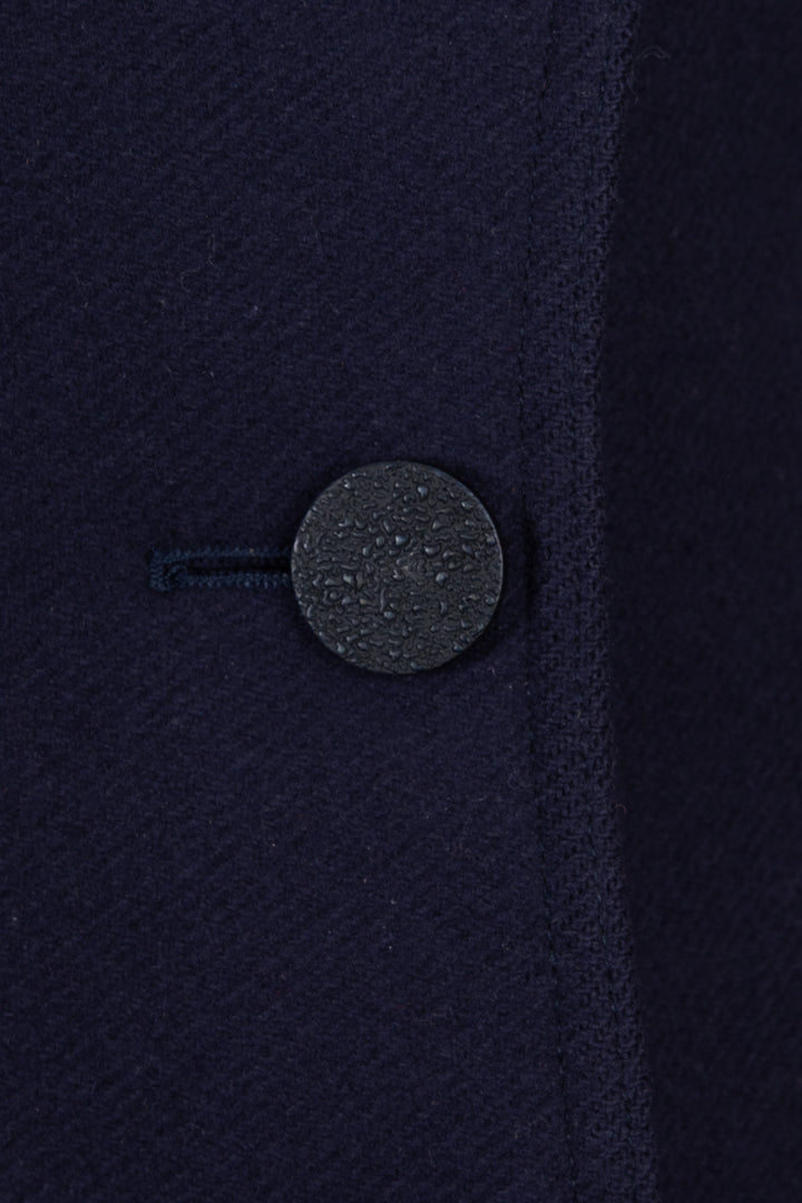 ALAIA Double Breasted Flared Coat Wool Navy