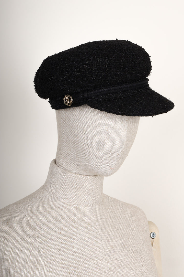 CHANEL Tweed Hat Black