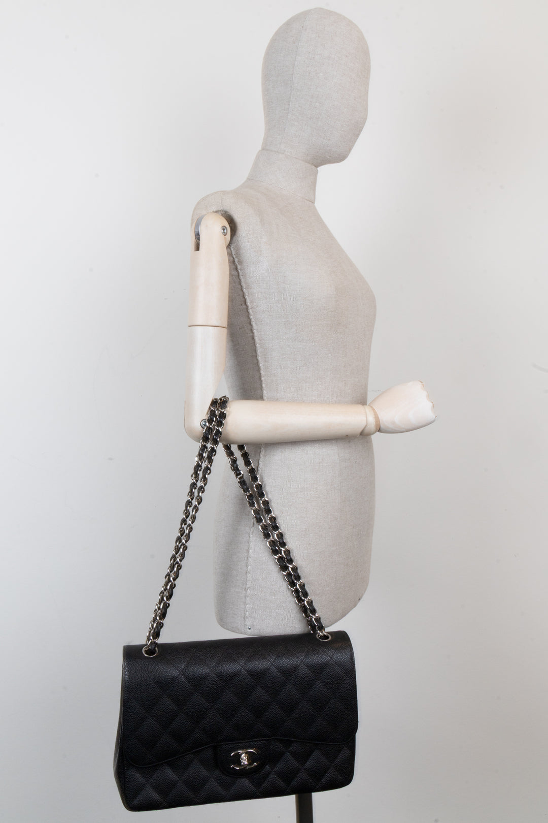 CHANEL Double Flap Bag Large Caviar Black
