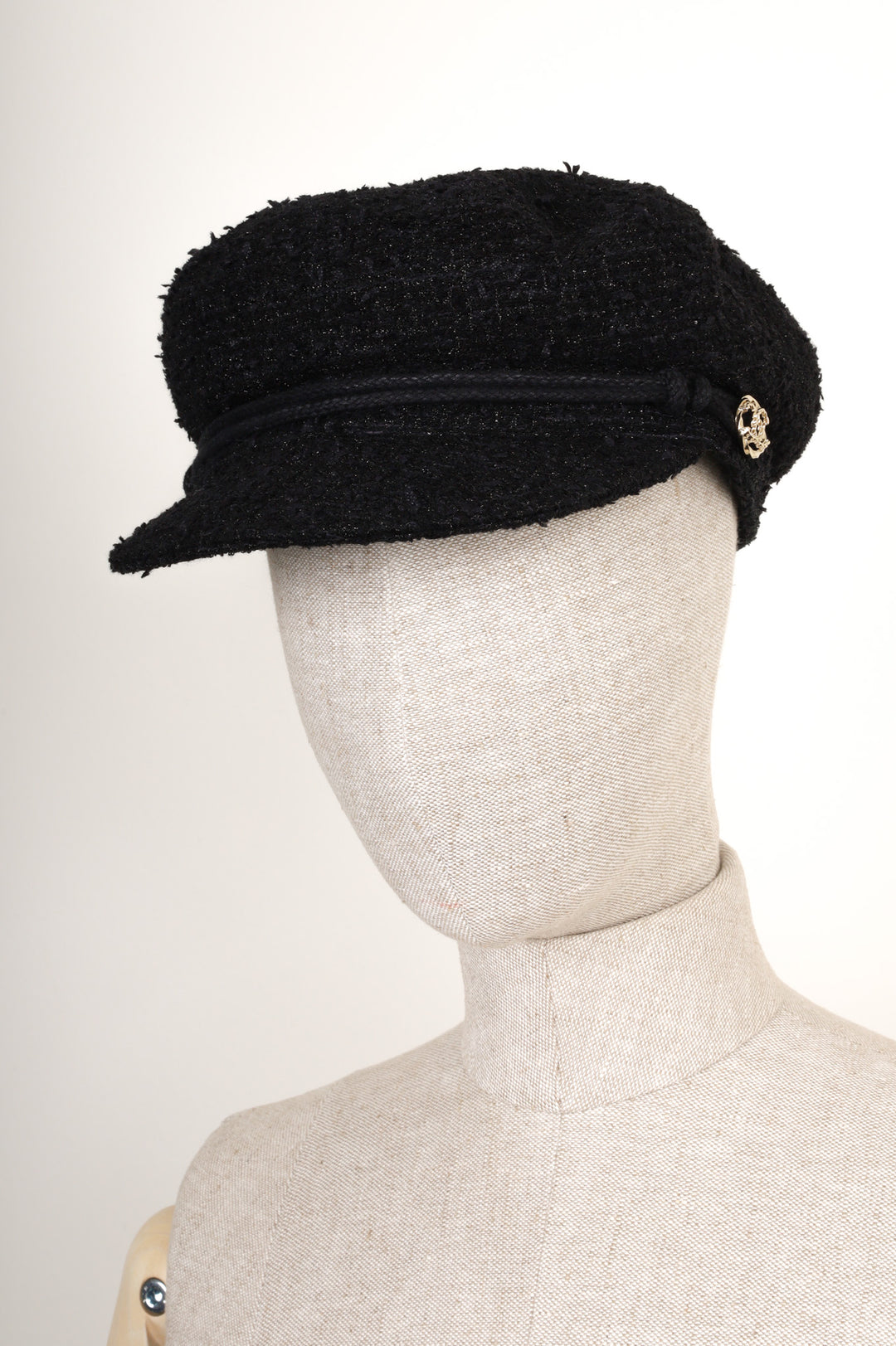 CHANEL Tweed Hat Black