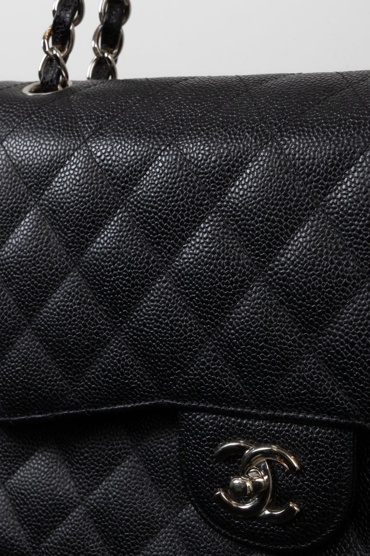 CHANEL Double Flap Bag Large Caviar Black