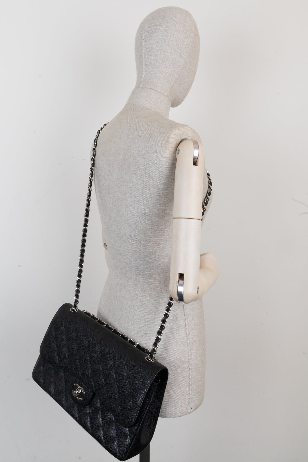 CHANEL Double Flap Bag Large Caviar Black