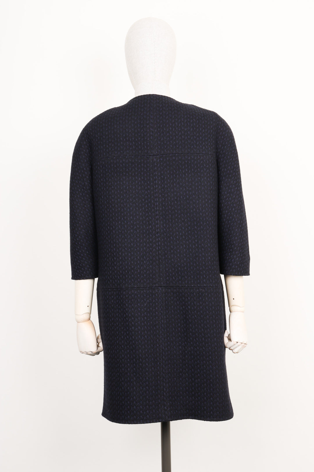 CHANEL Coat Wool Blue & Black