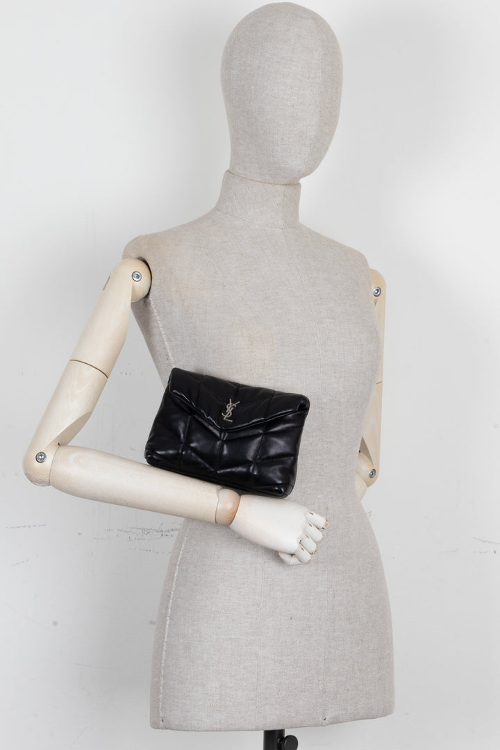 SAINT LAURENT Small Puffer Loulou Pouch Black