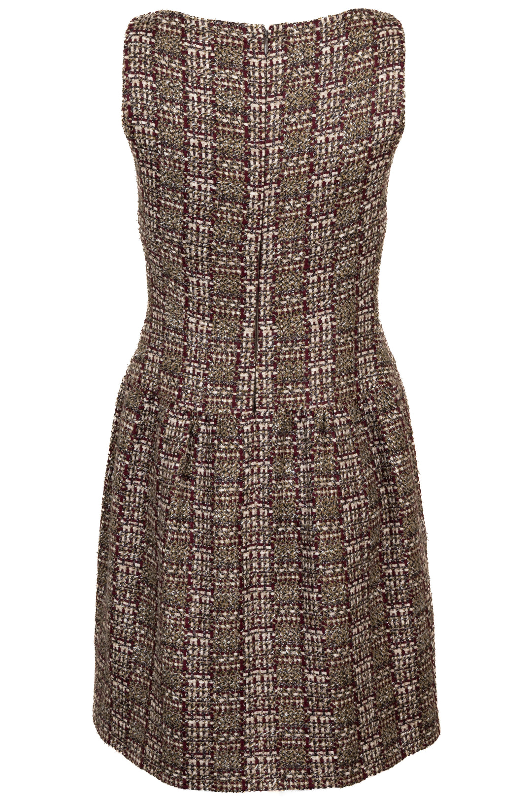 CHANEL 2013 Pleated Boucle Dress Green Red