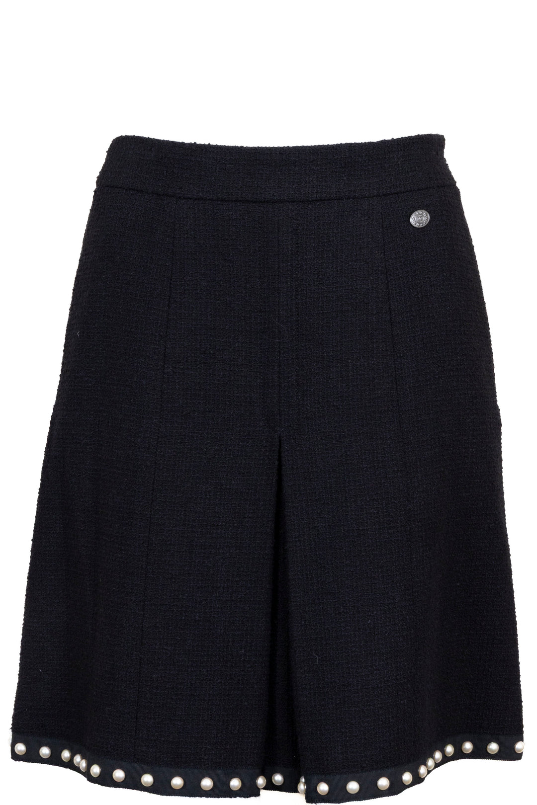 CHANEL 2013 Pleated Pearl Trim Skirt Black