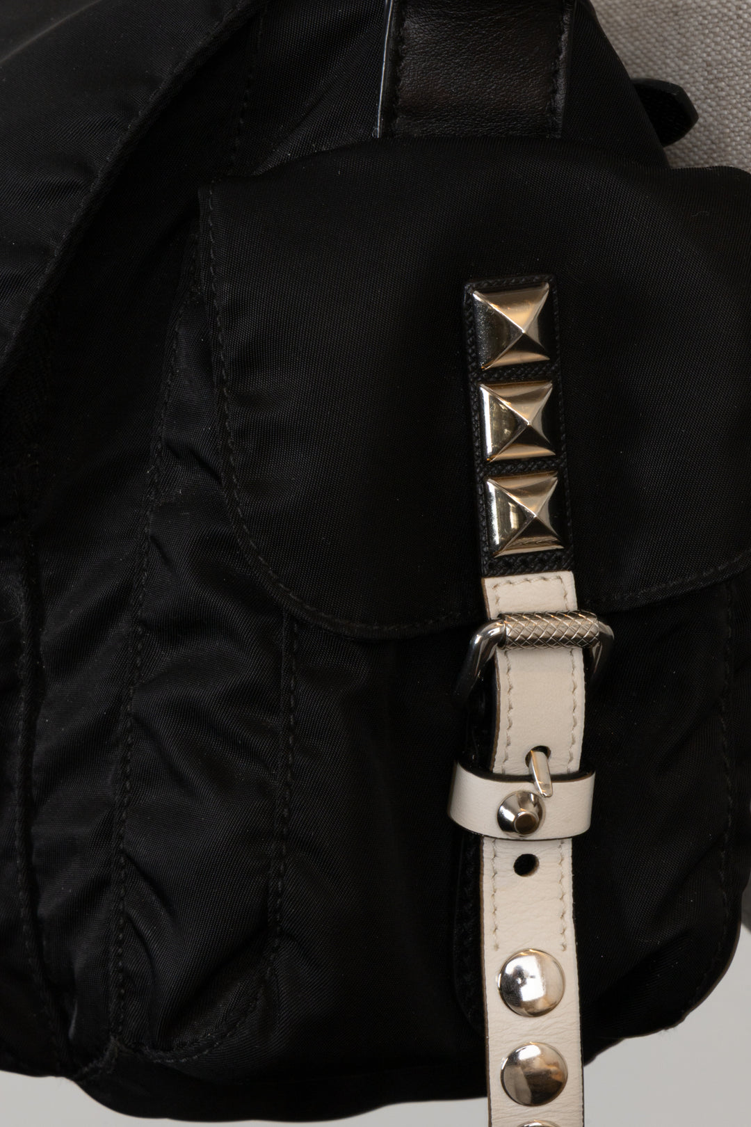 PRADA Studded New Vela Crossbody Bag Black