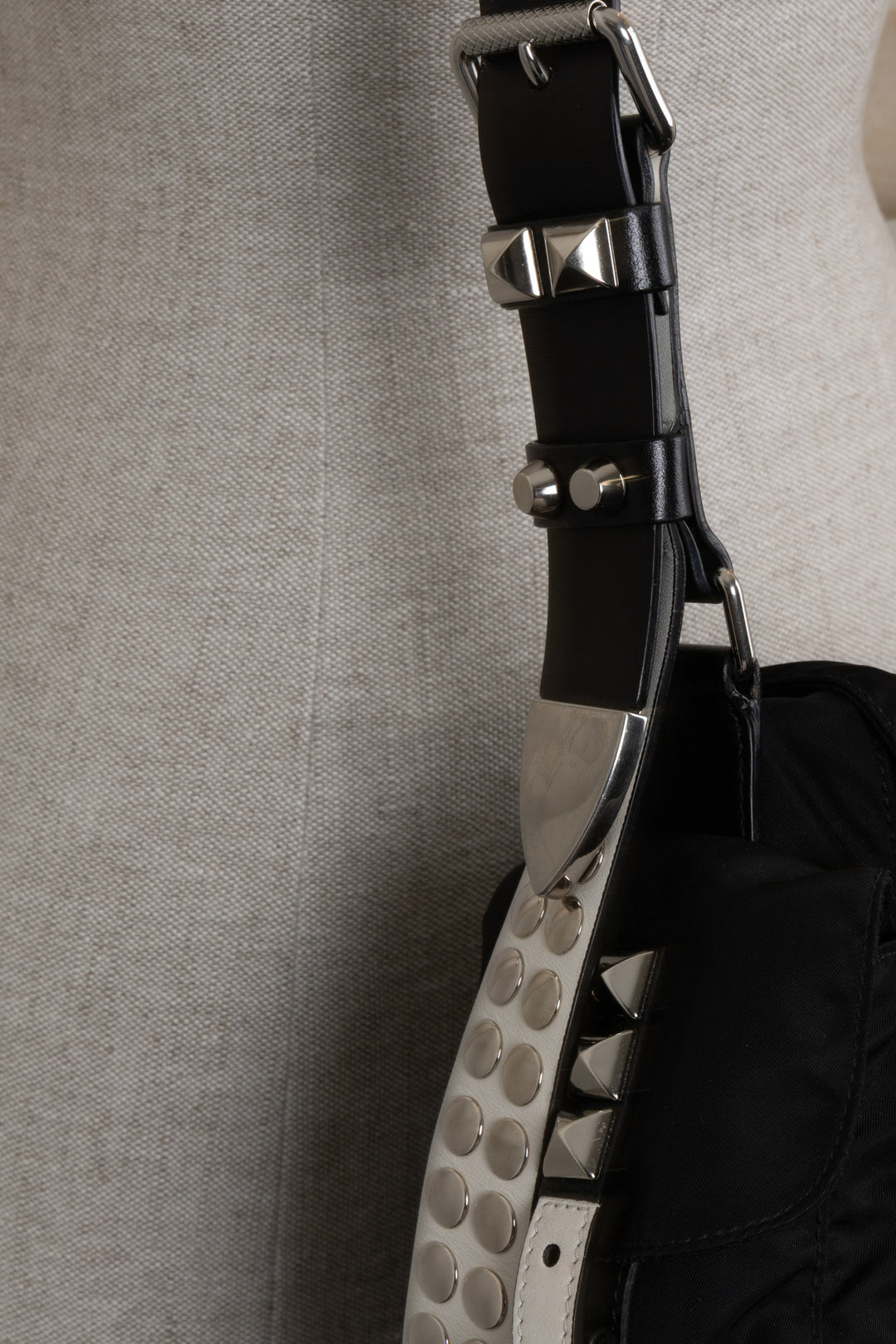 PRADA Studded New Vela Crossbody Bag Black