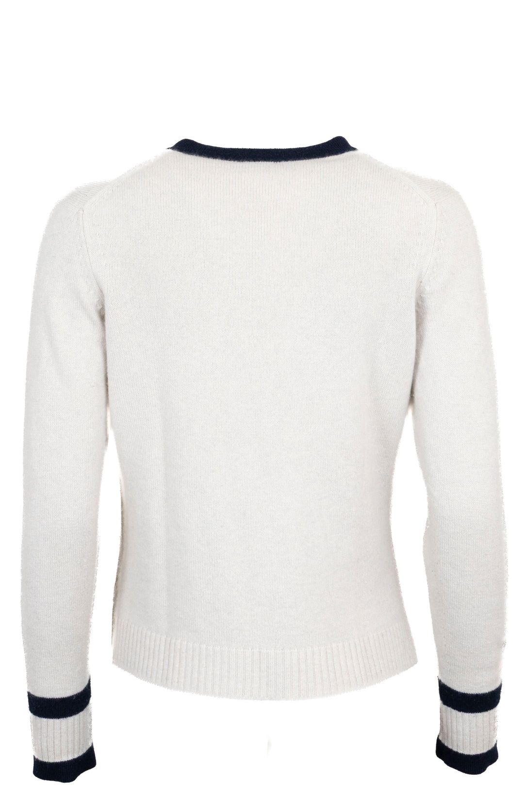 CHANEL 2007 Cardigan en Cachemire Col V Bordure Contrastante Gris Clair