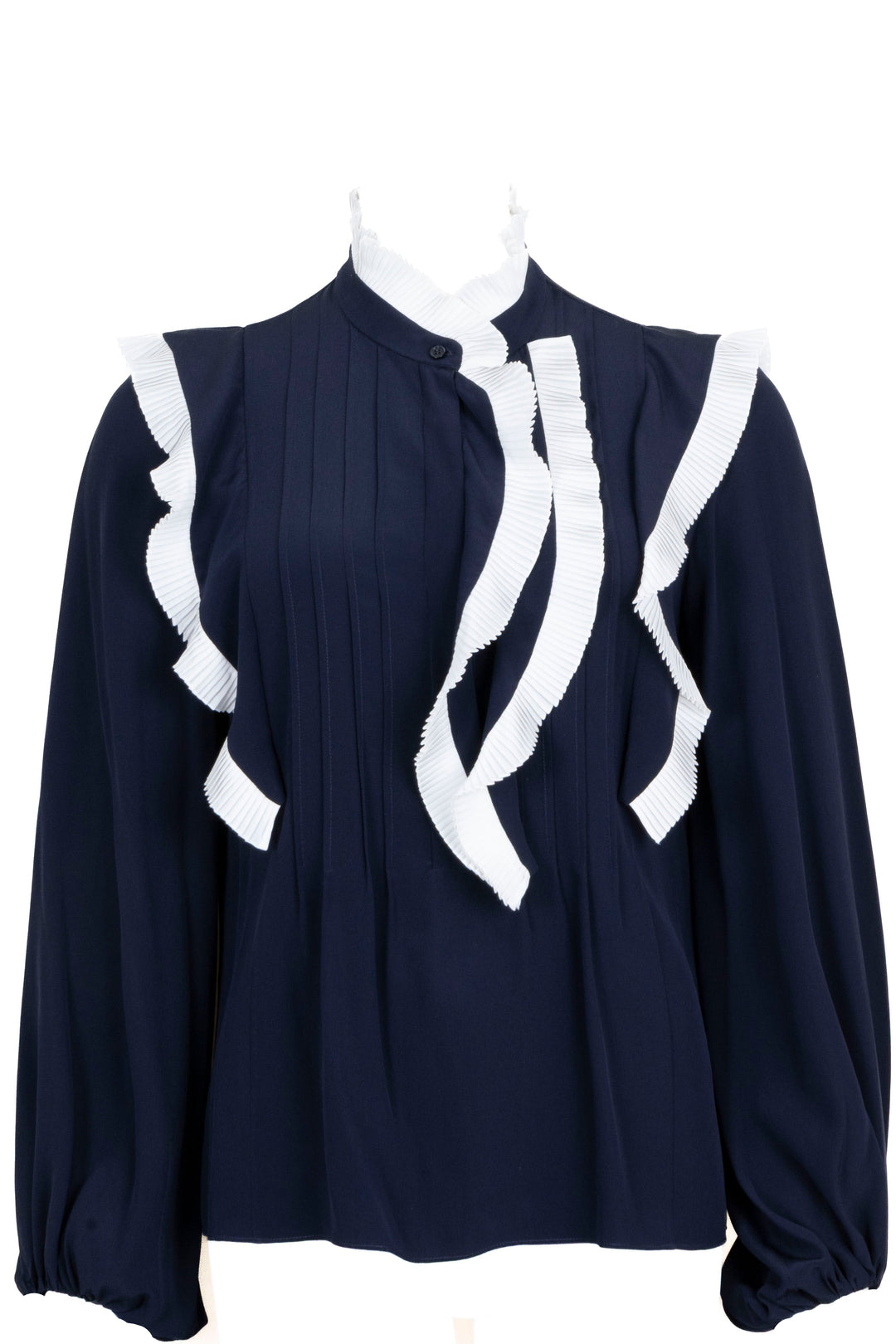 CHLOÉ Ruffled Blouse Silk Navy