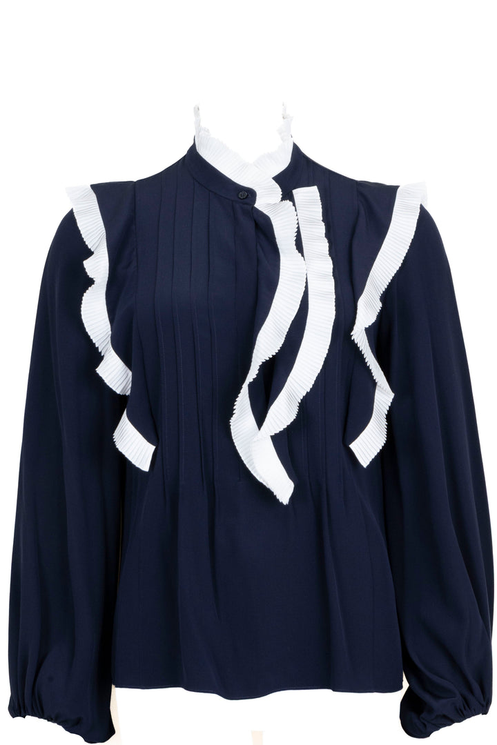 CHLOÉ Ruffled Blouse Silk Navy