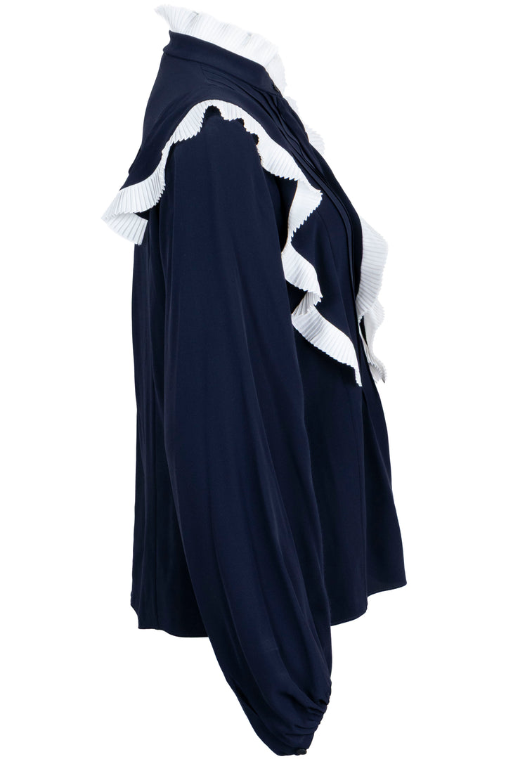 CHLOÉ Ruffled Blouse Silk Navy