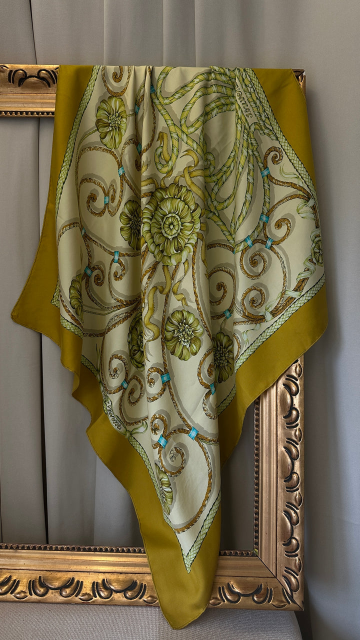 HERMÈS Jouvence 90 Carré Silk Green