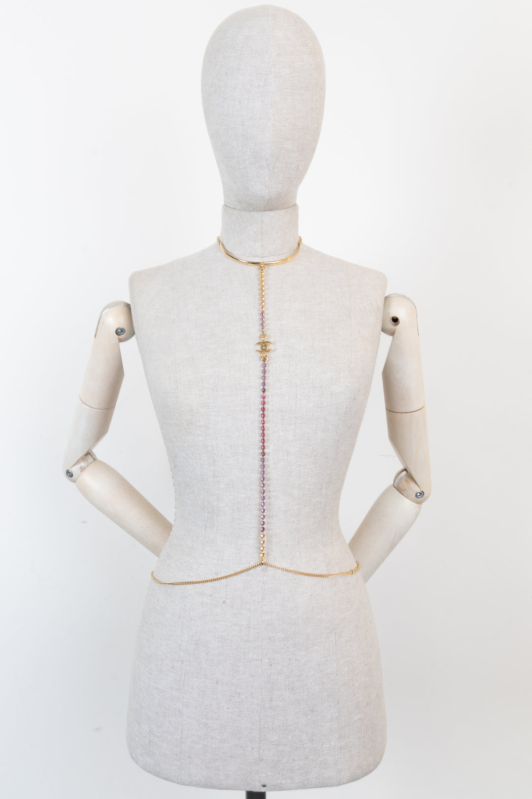 CHANEL Choker Belly Chain Necklace Gold