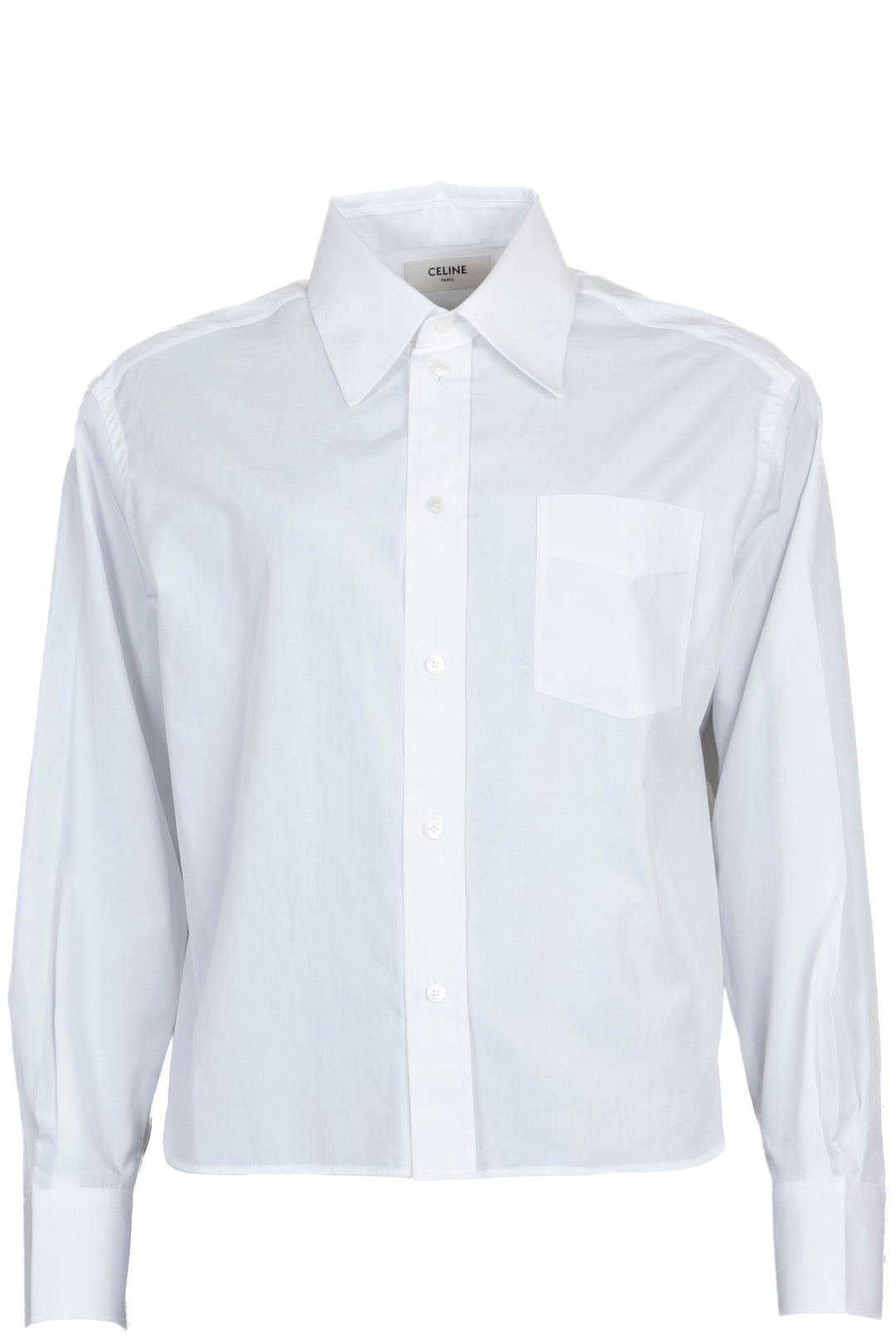 CELINE Chemise Courte Triomphe Coton Blanc