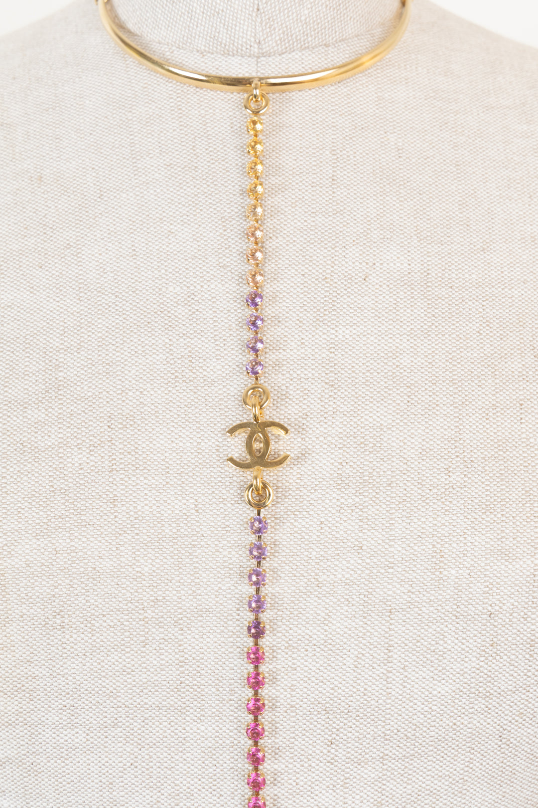 CHANEL Choker Belly Chain Necklace Gold
