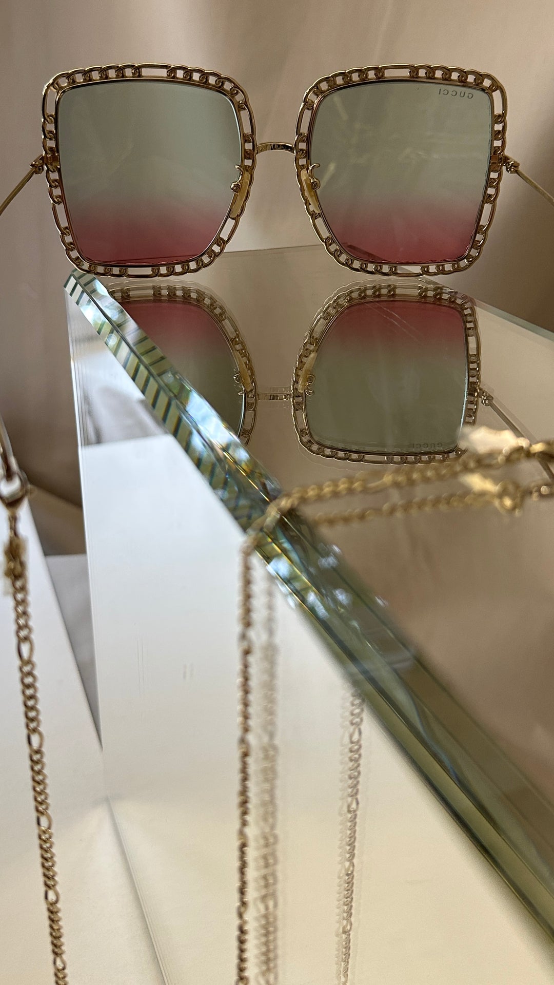 GUCCI Chain Sunglasses GG1033S Gold