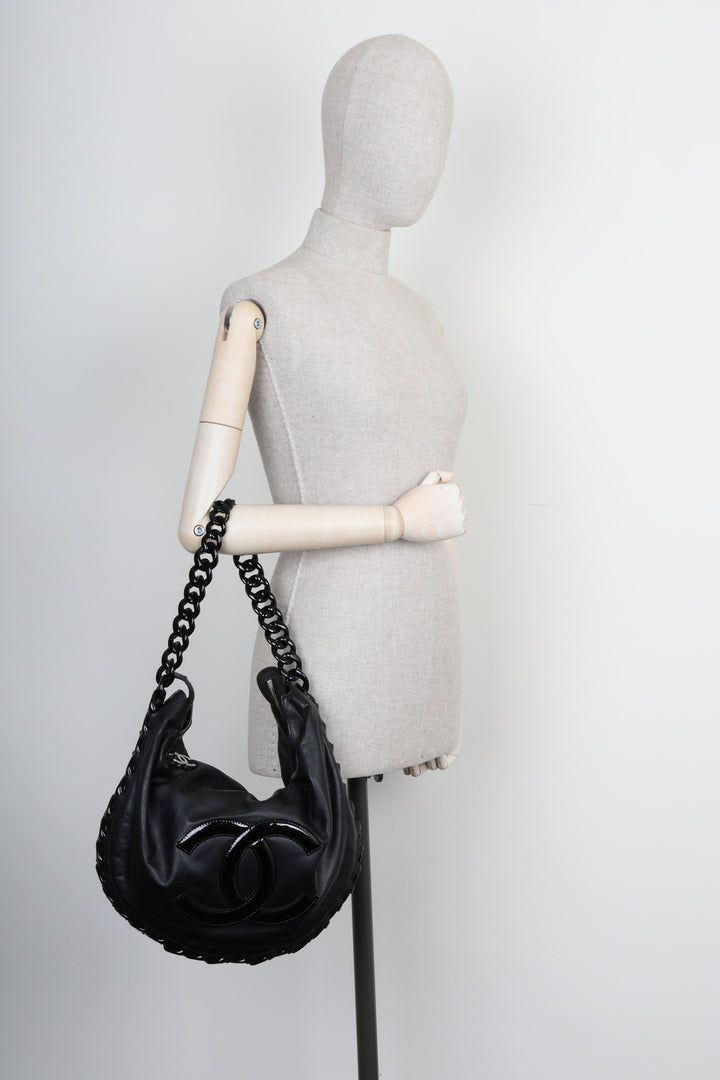 CHANEL Chain Hobo Bag Black