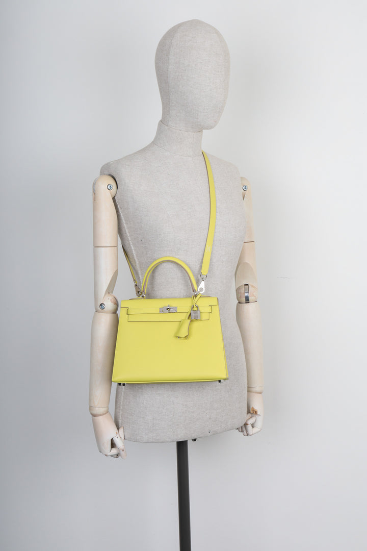 HERMÈS Kelly 25 Epsom Sellier Citron Vert