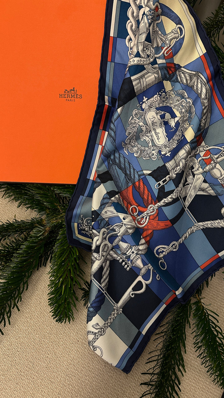 HERMÈS Della Cavalleria 45 Gavroche Silk Blue