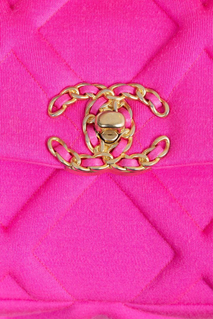 CHANEL 19 Small Crossbody Bag Canvas Neon Pink