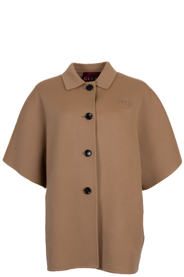 GUCCI Interlocking GG Short Sleeve Jacket Wool Brown