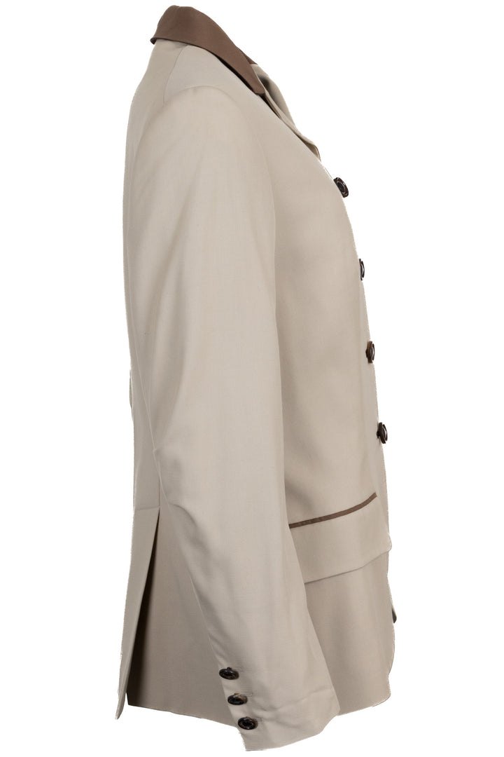 HERMÈS Vintage Contrast Collar Blazer Jacket Beige