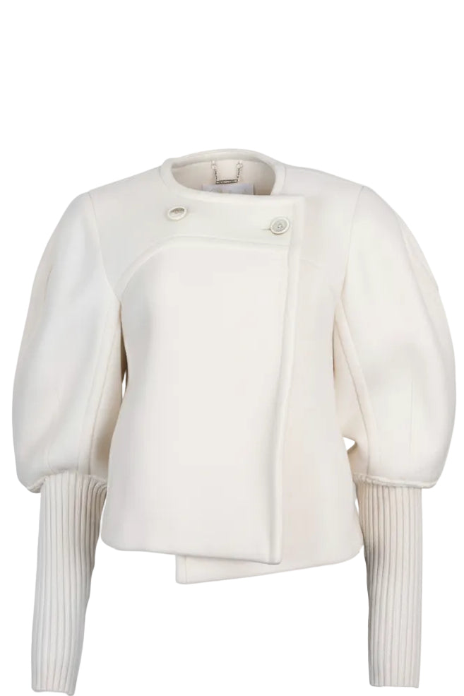 CHLOÉ Veste à deux boutons en laine blanc cassé