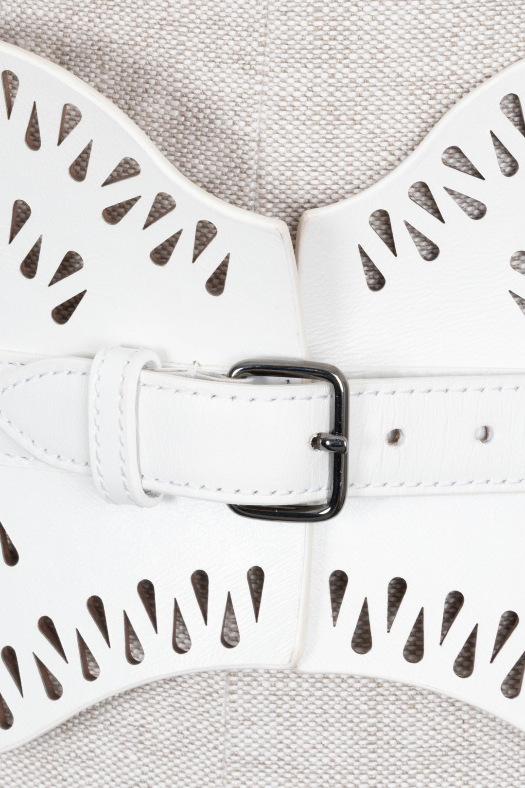 ALAÏA Laser Cut Belt White