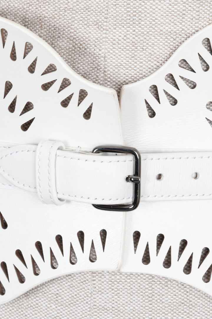 ALAÏA Laser Cut Belt White