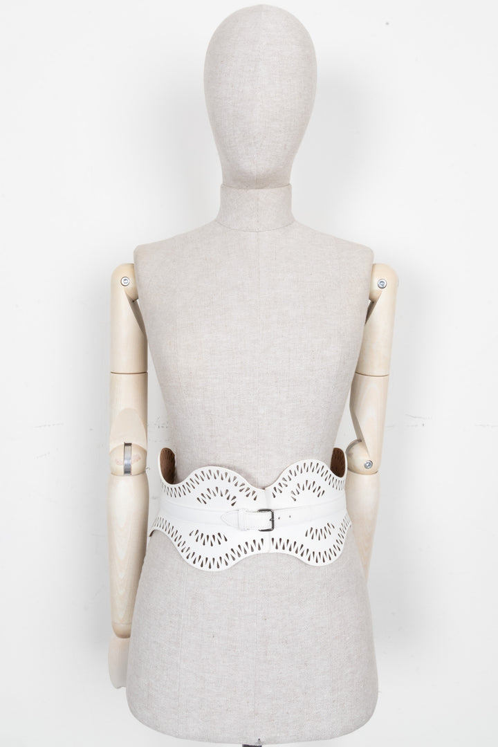ALAÏA Laser Cut Belt White