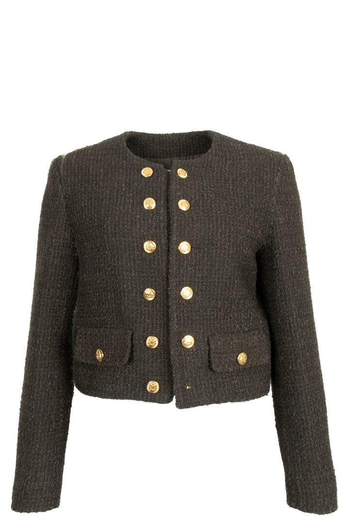 CÉLINE Chasseur Jacket Bouclé Tweed Khaki