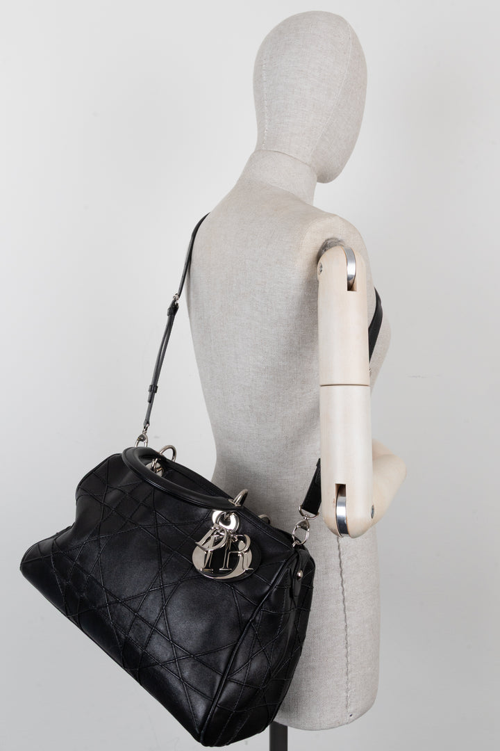 CHRISTIAN DIOR Granville Cannage Bowling Lady Dior Black