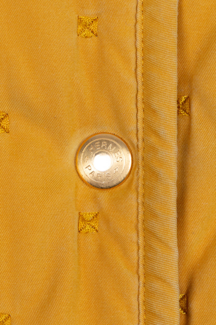 HERMÈS Quilted Long Jacket Velvet Gold