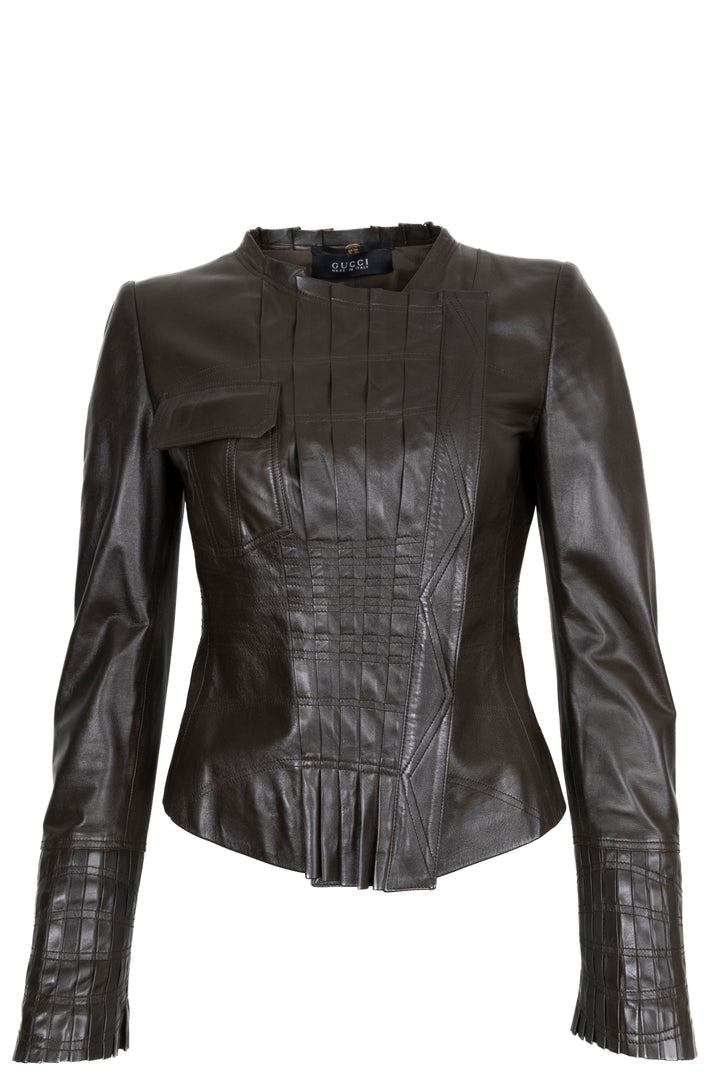 GUCCI Leather Jacket Khaki