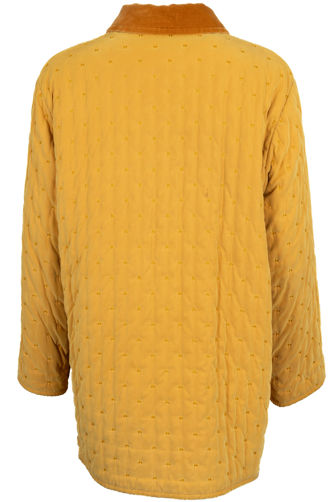 HERMÈS Quilted Long Jacket Velvet Gold